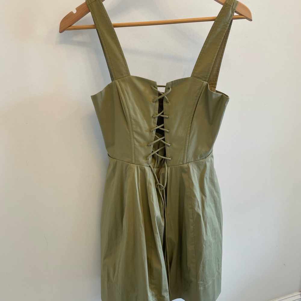 STAUD Yellow Lace-Up Mini Dress - Picture 2 of 4